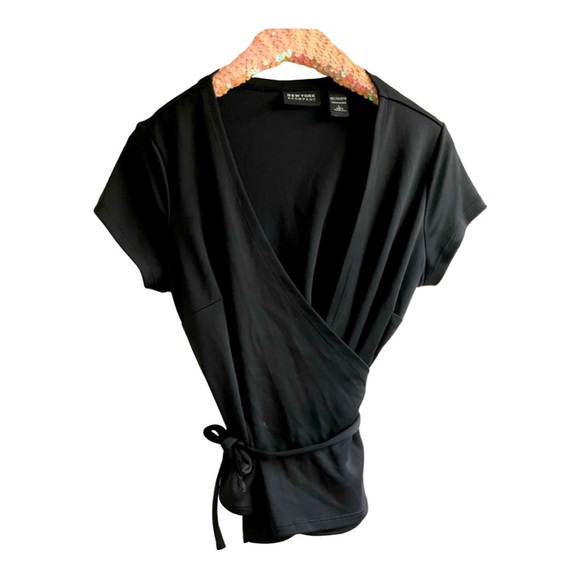 New York & Company Tops - New York & Company black polyester wrap top